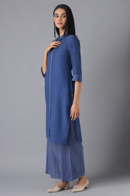 Blue Ethnic Festive kurta and Palazzo Set