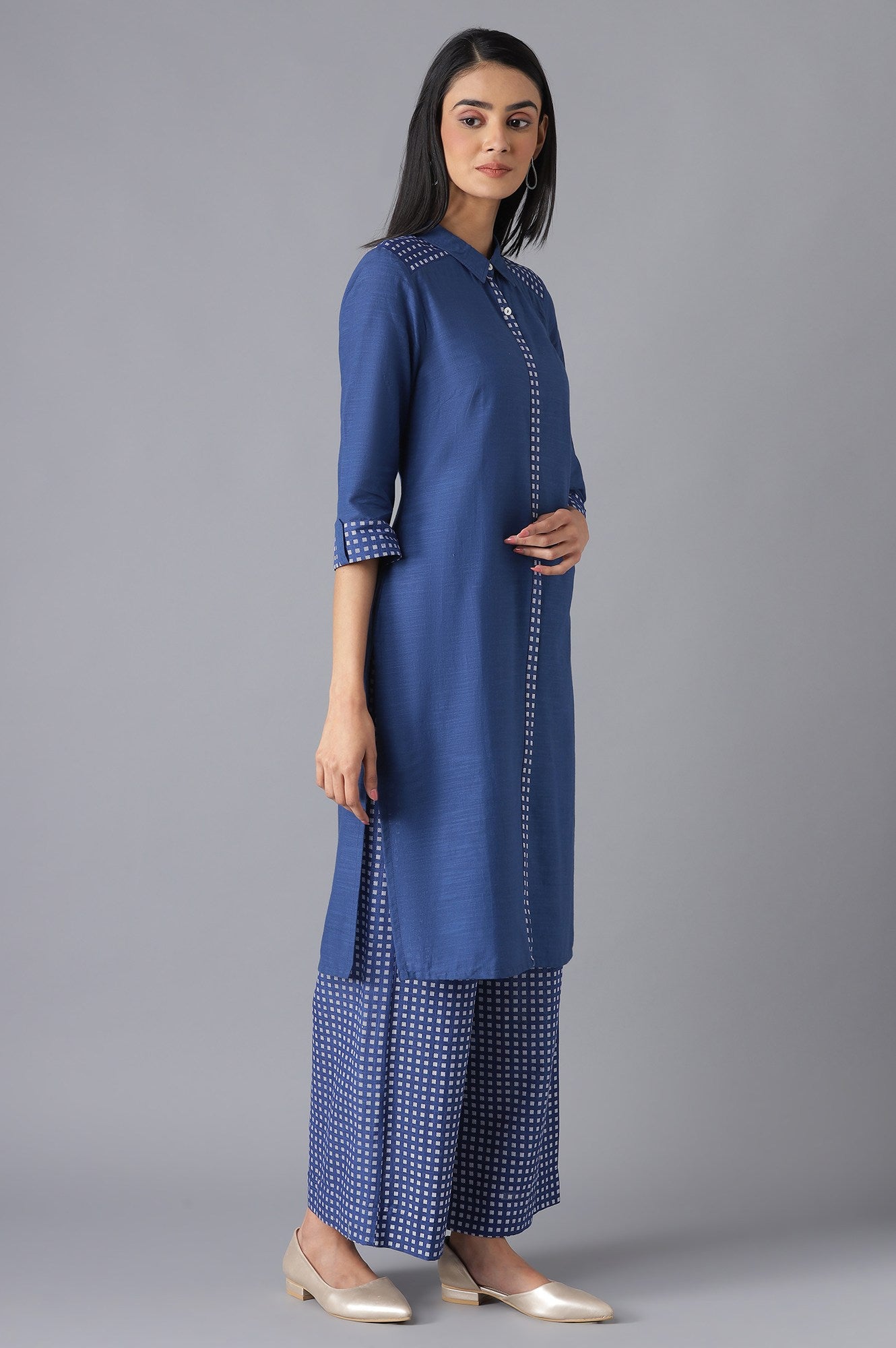 Blue Ethnic Festive kurta and Palazzo Set