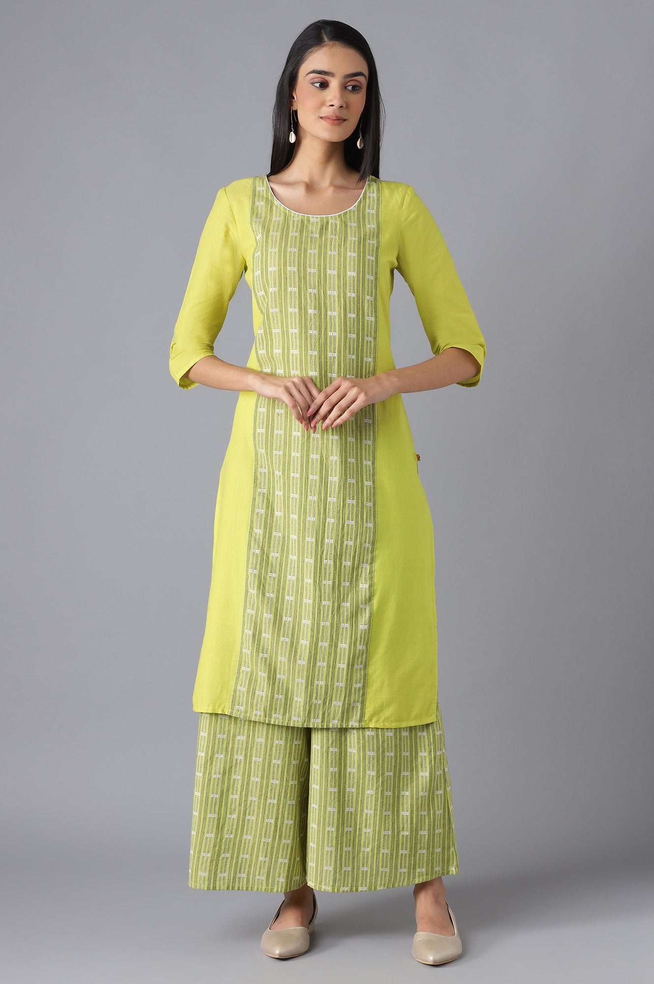 Green Ethnic kurta with Culottes