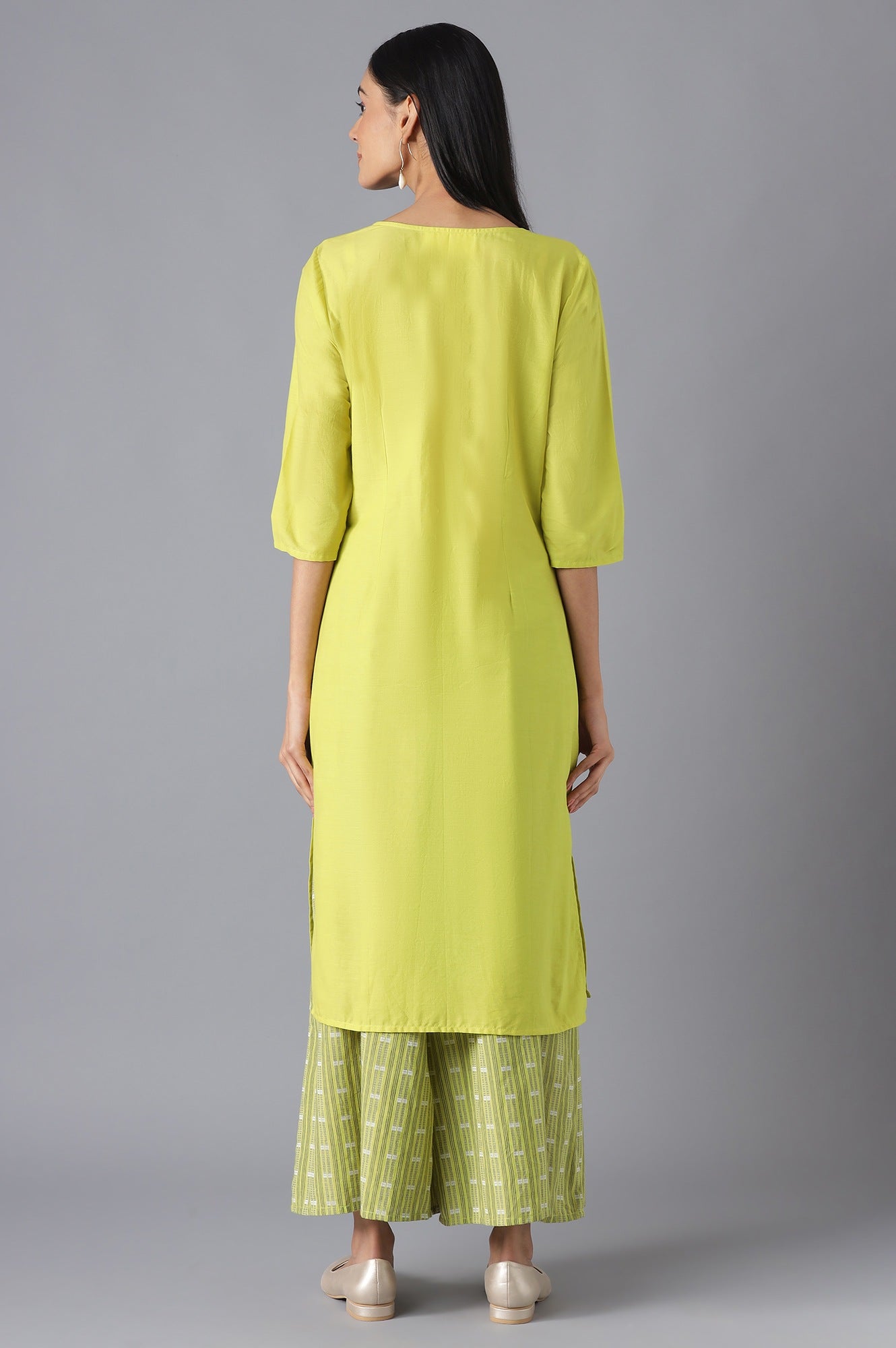 Green Ethnic kurta with Culottes