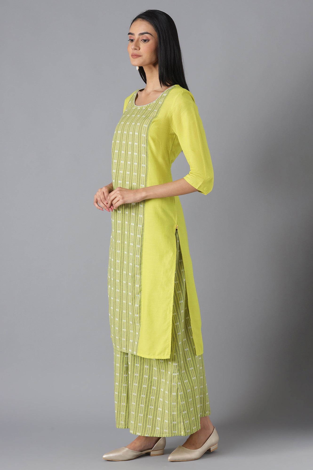 Green Ethnic kurta with Culottes