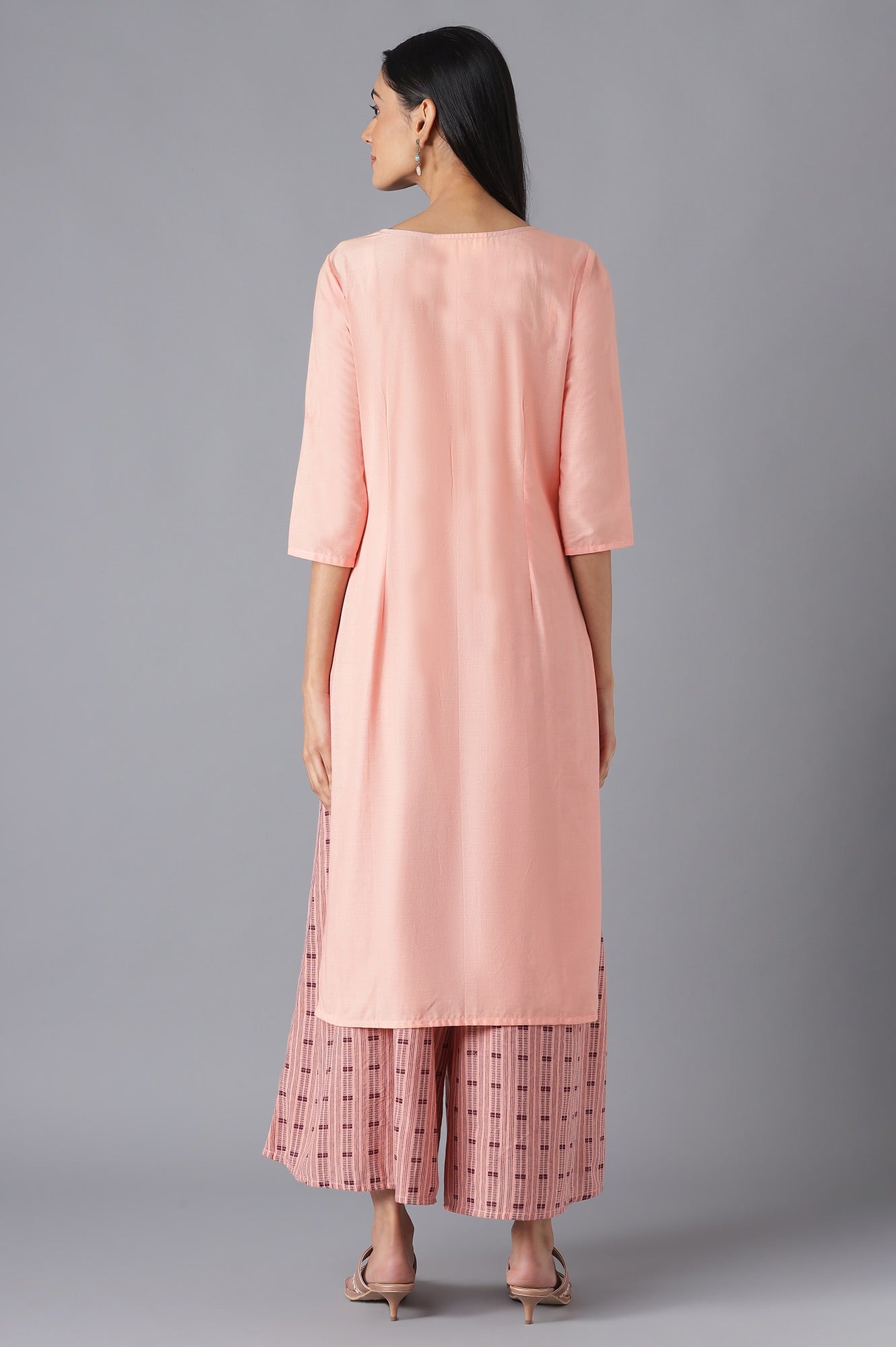 Peach Ethnic kurta with Culottes