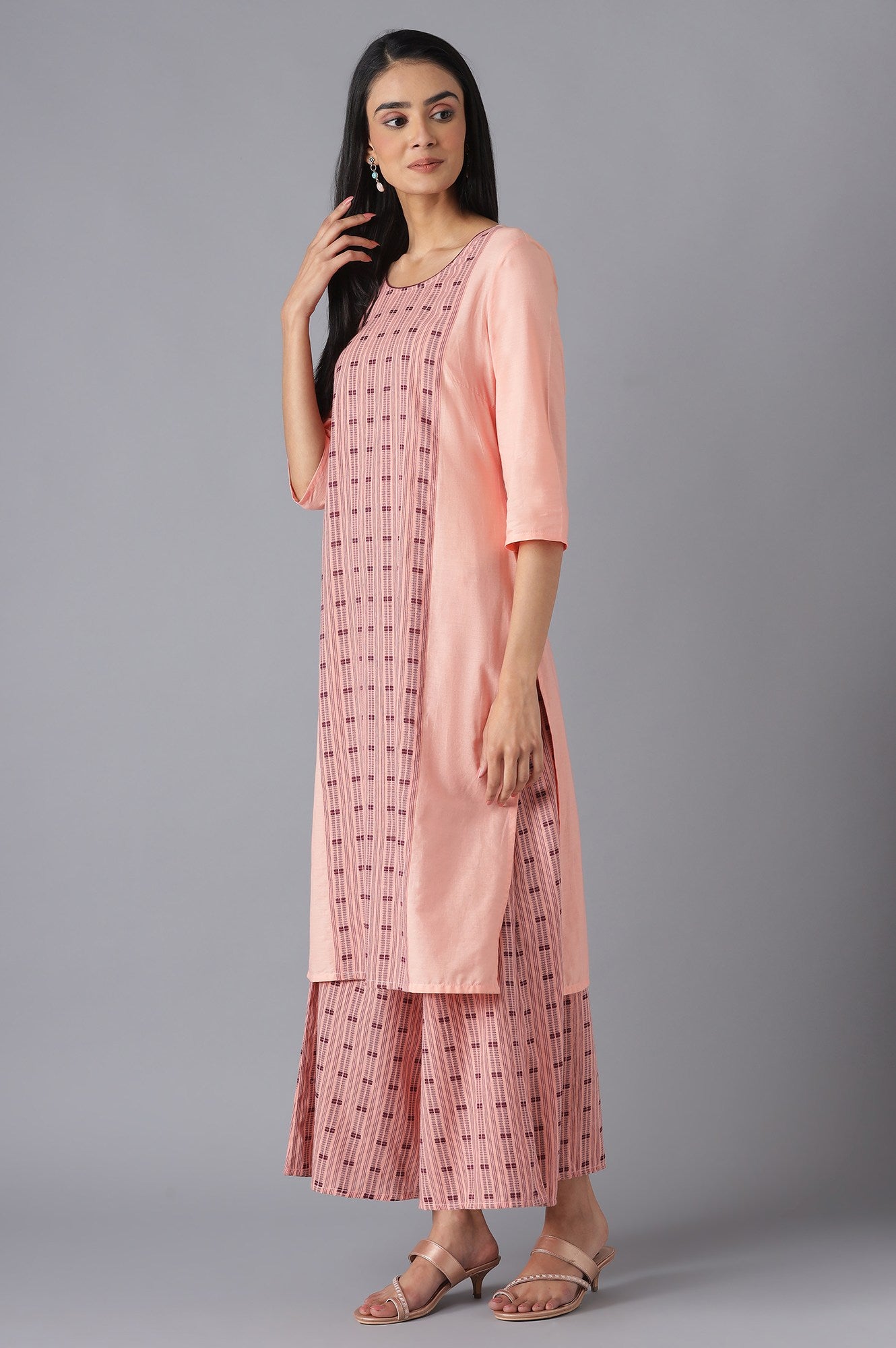 Peach Ethnic kurta with Culottes