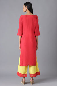 Red kurta and Yellow Palazzo Set