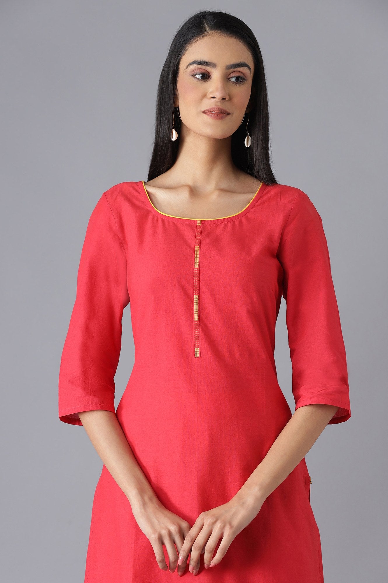 Red kurta and Yellow Palazzo Set