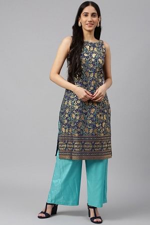 Blue Ethnic Festive kurta And Palazzo Set