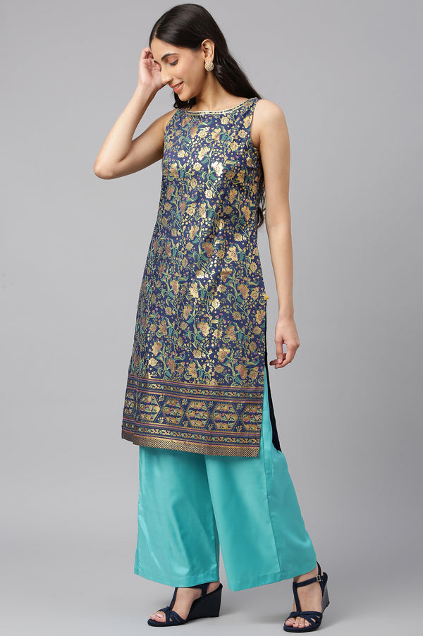 Blue Ethnic Festive kurta And Palazzo Set