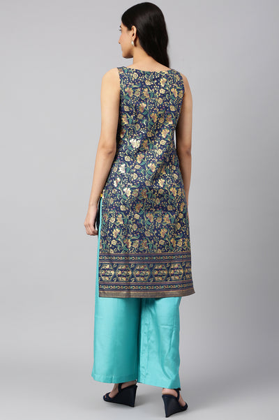 Blue Ethnic Festive kurta And Palazzo Set