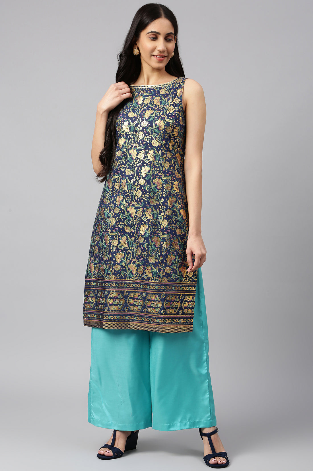 Blue Ethnic Festive kurta And Palazzo Set