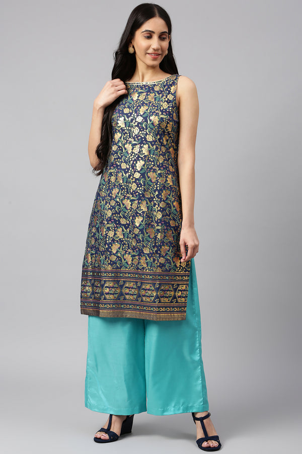 Blue Ethnic Festive kurta And Palazzo Set