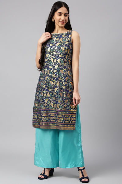 Blue Ethnic Festive kurta And Palazzo Set