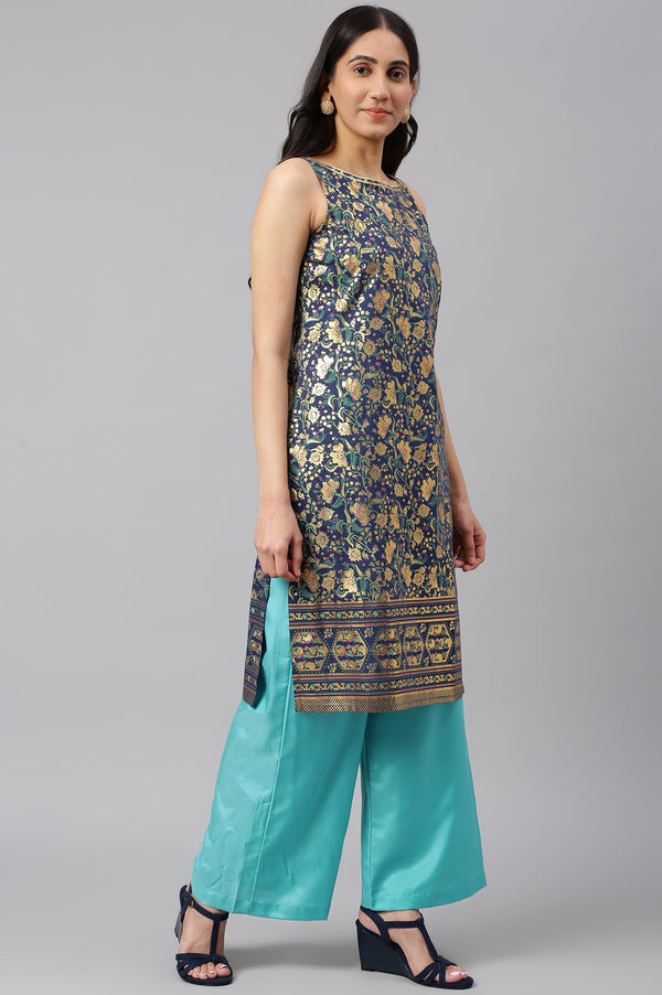 Blue Ethnic Festive kurta And Palazzo Set