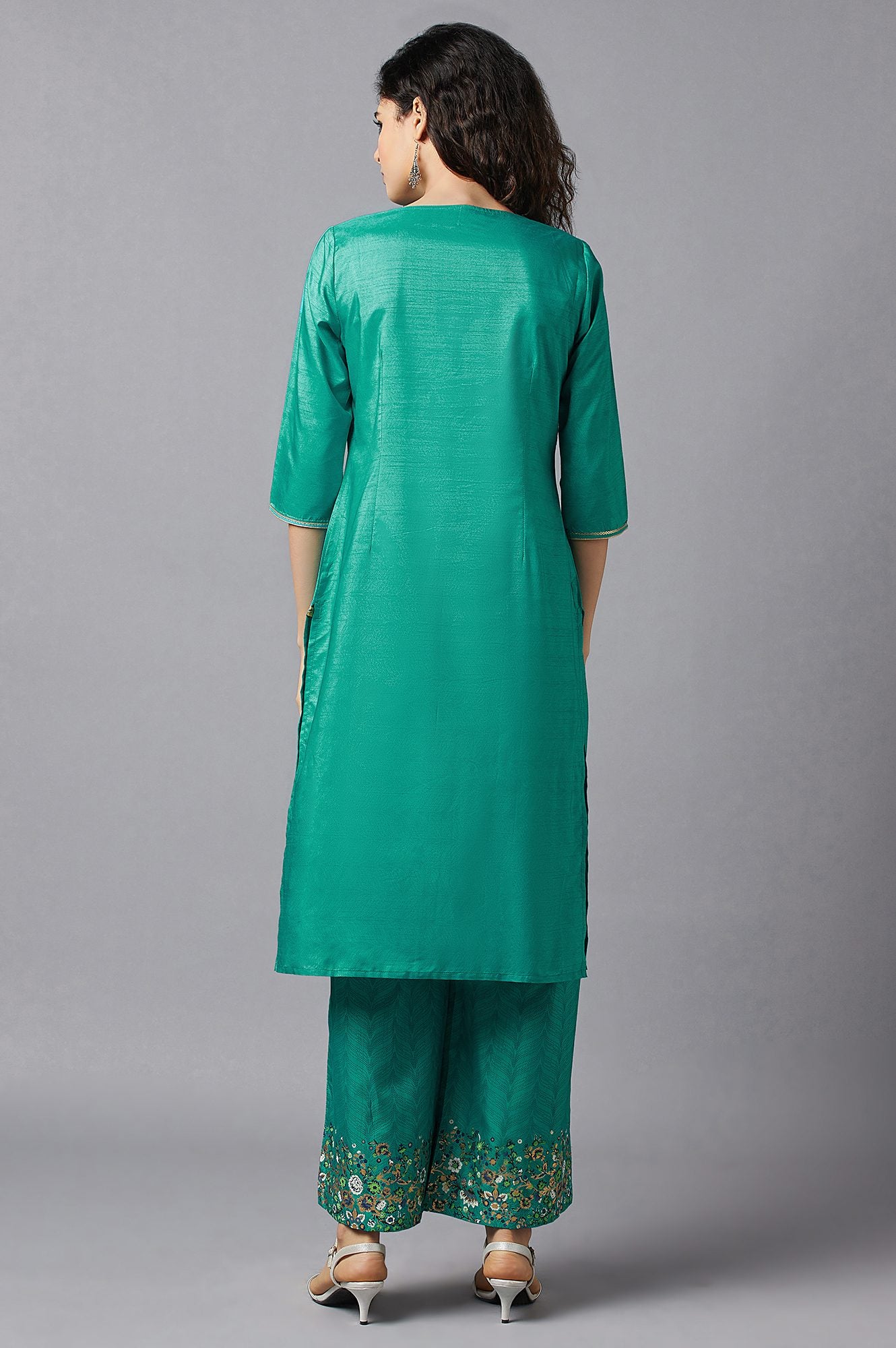 Green Ethnic Festive kurta and Palazzo Set