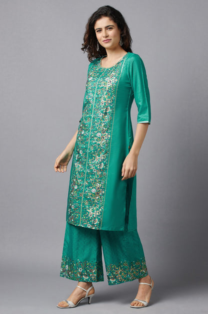 Green Ethnic Festive kurta and Palazzo Set