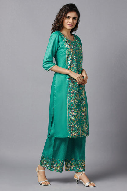 Green Ethnic Festive kurta and Palazzo Set