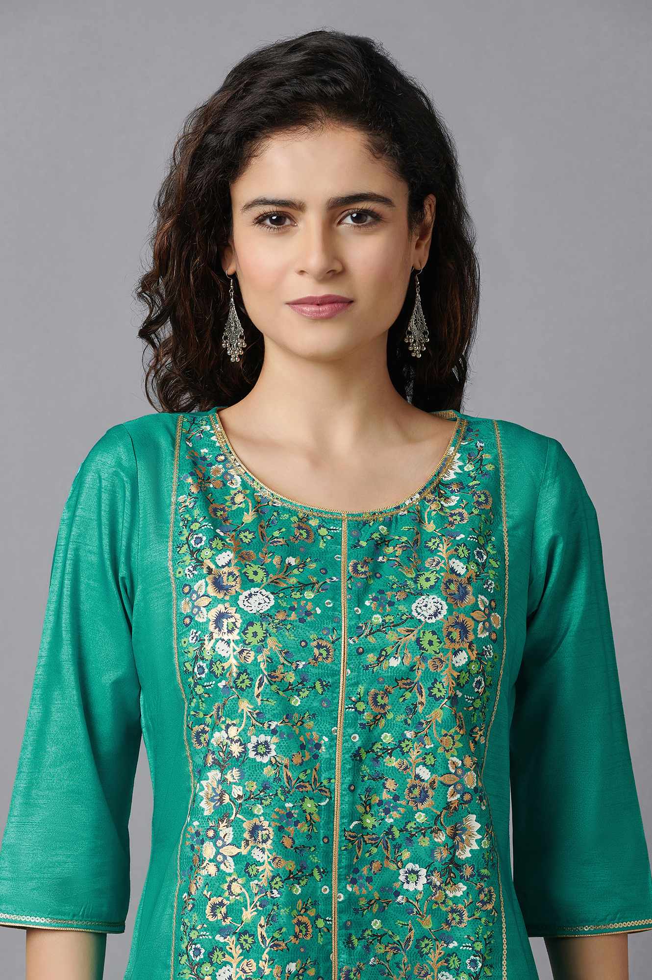 Green Ethnic Festive kurta and Palazzo Set