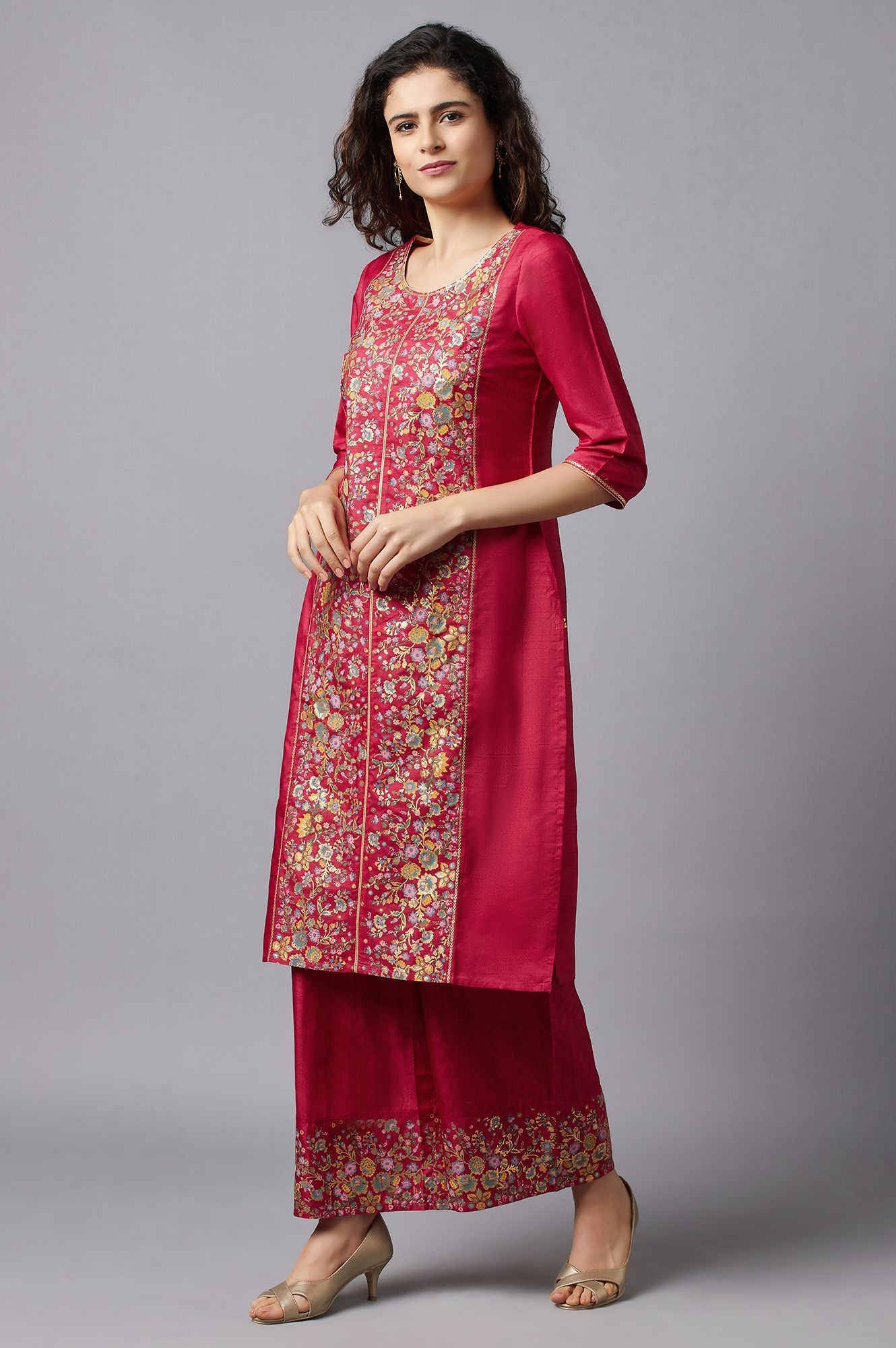 Red Ethnic Festive kurta and Palazzo Set