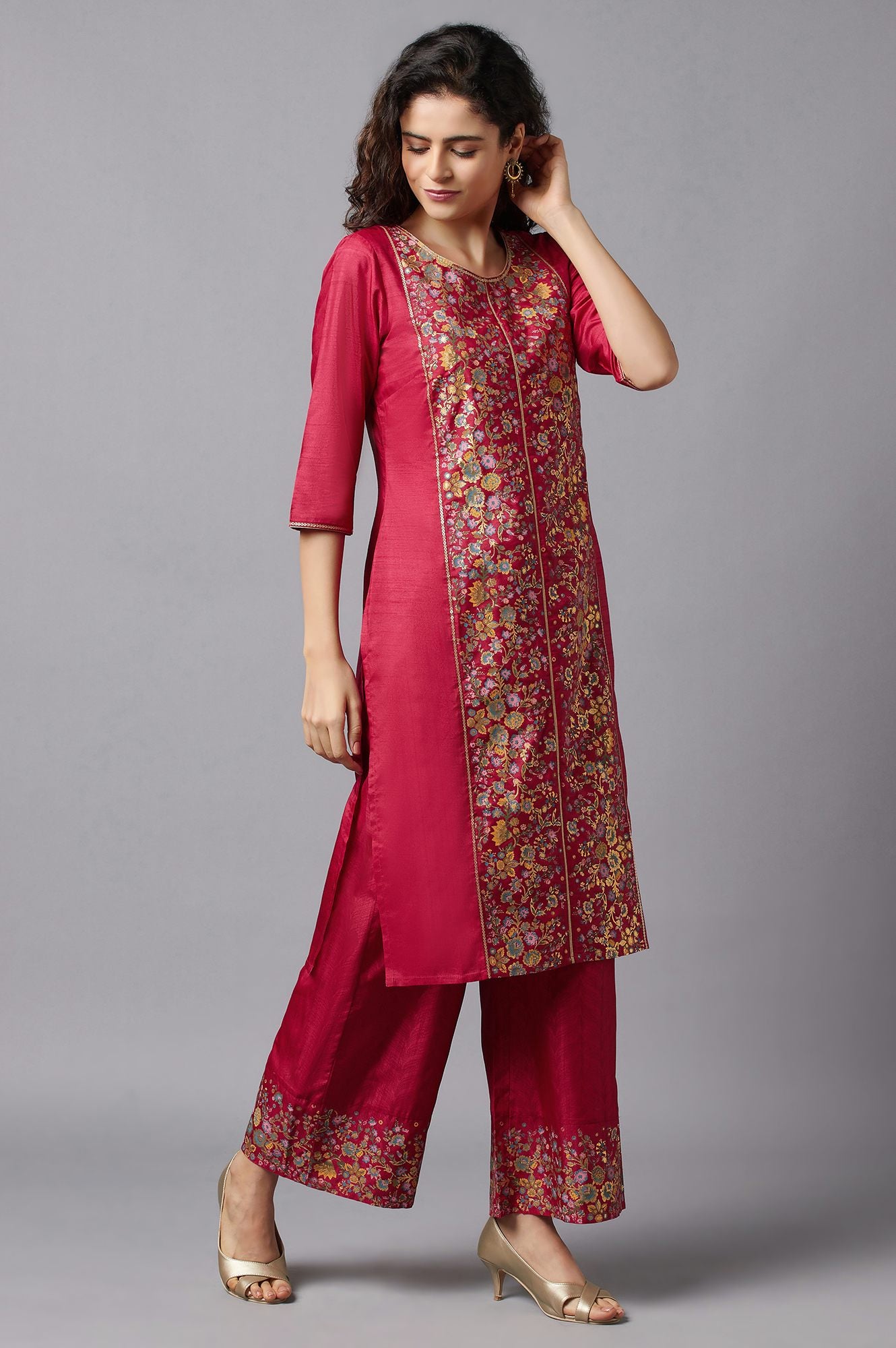 Red Ethnic Festive kurta and Palazzo Set