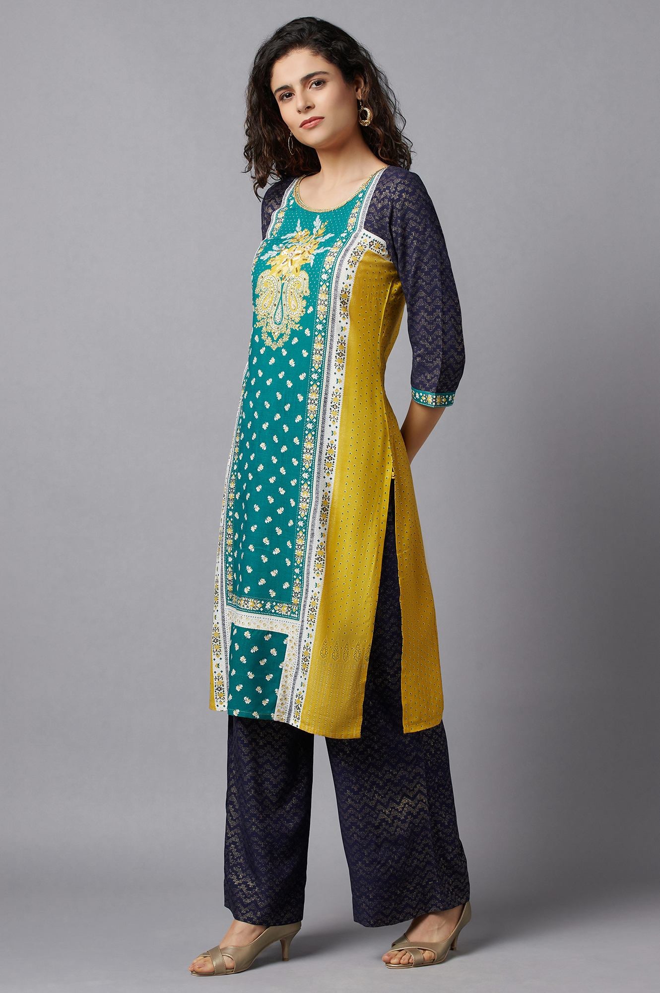 Green Ethnic Festive kurta and Palazzo Set