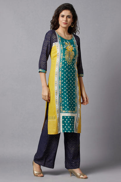 Green Ethnic Festive kurta and Palazzo Set