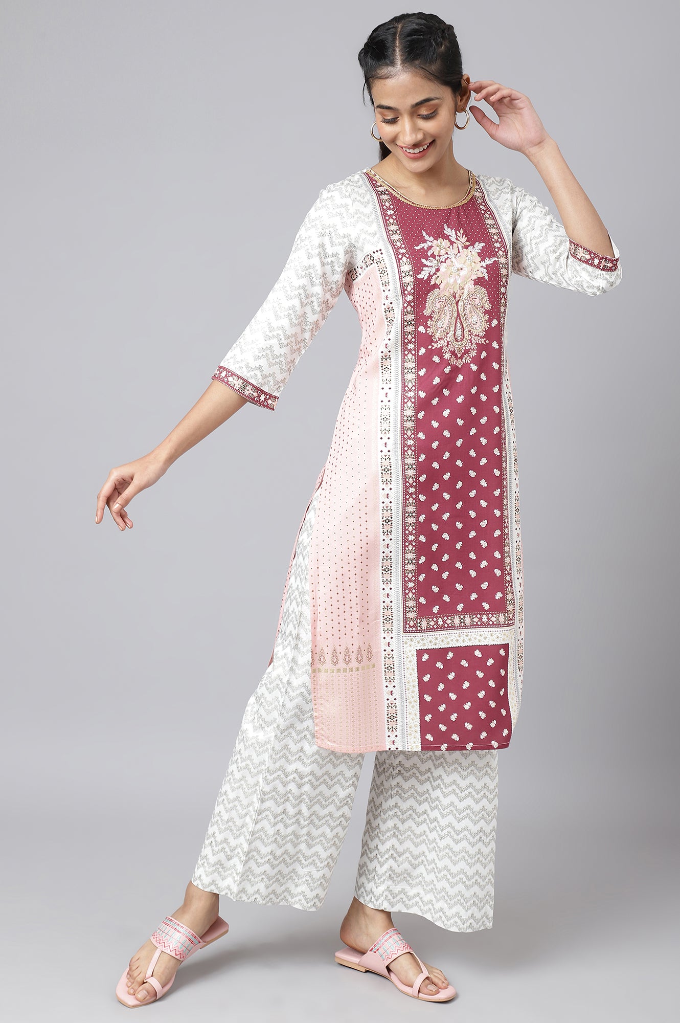 Red Ethnic Festive kurta and Palazzo Set