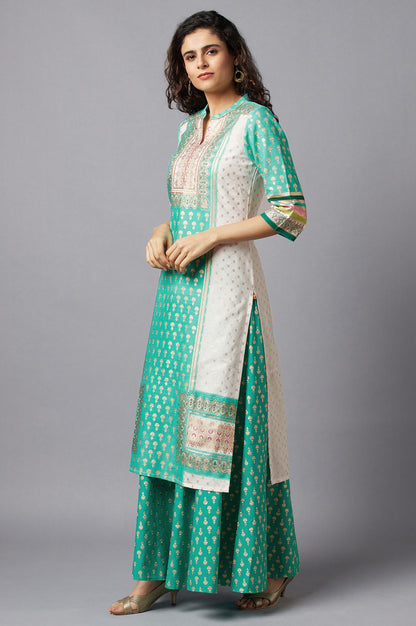 Green Ethnic kurta with Culottes