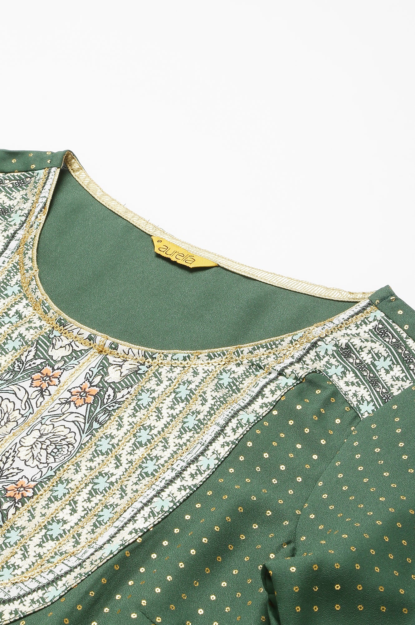 Green Printed kurta, Skirt and Dupatta Set