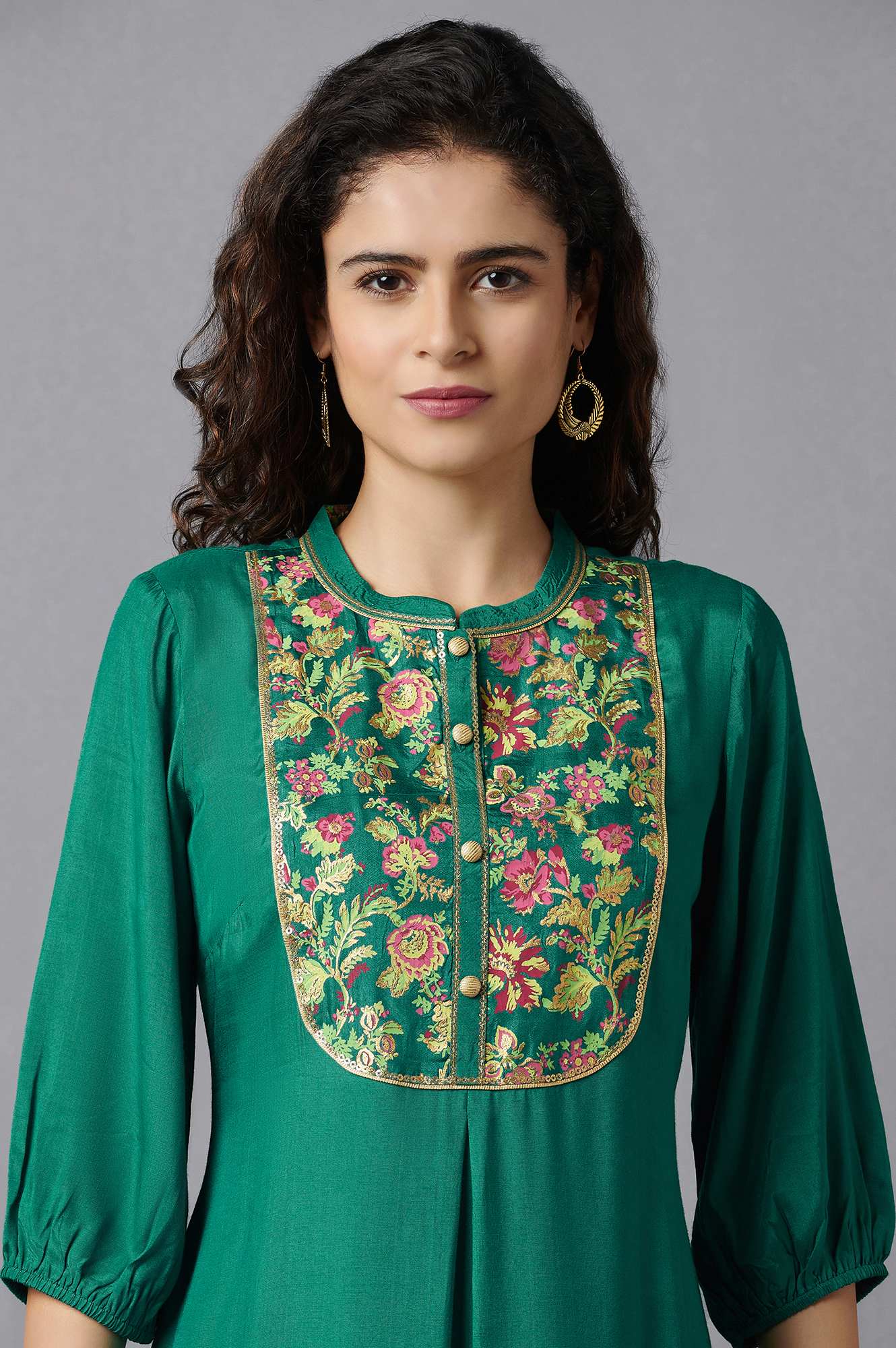 Green Ethnic kurta with Culottes