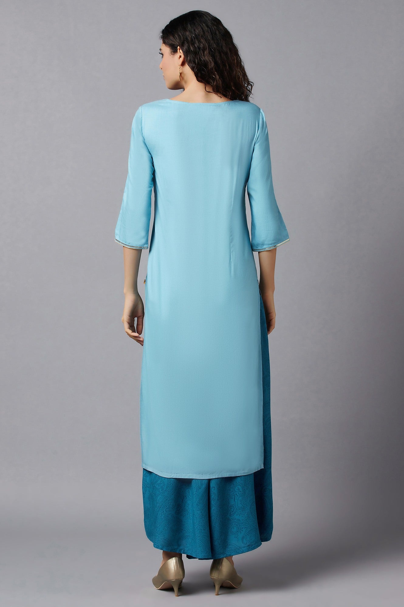 Blue kurta and Culottes Set