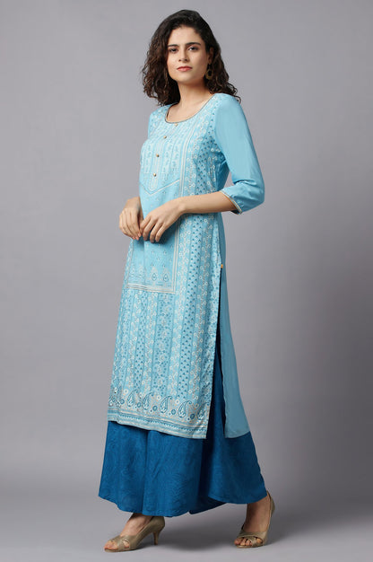 Blue kurta and Culottes Set