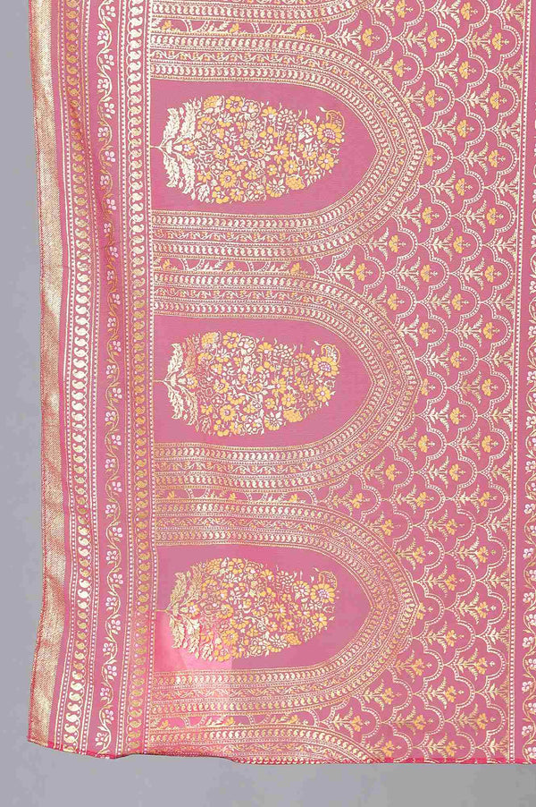 Yellow One Shoulder kurta, Pink Skirt and Dupatta Set