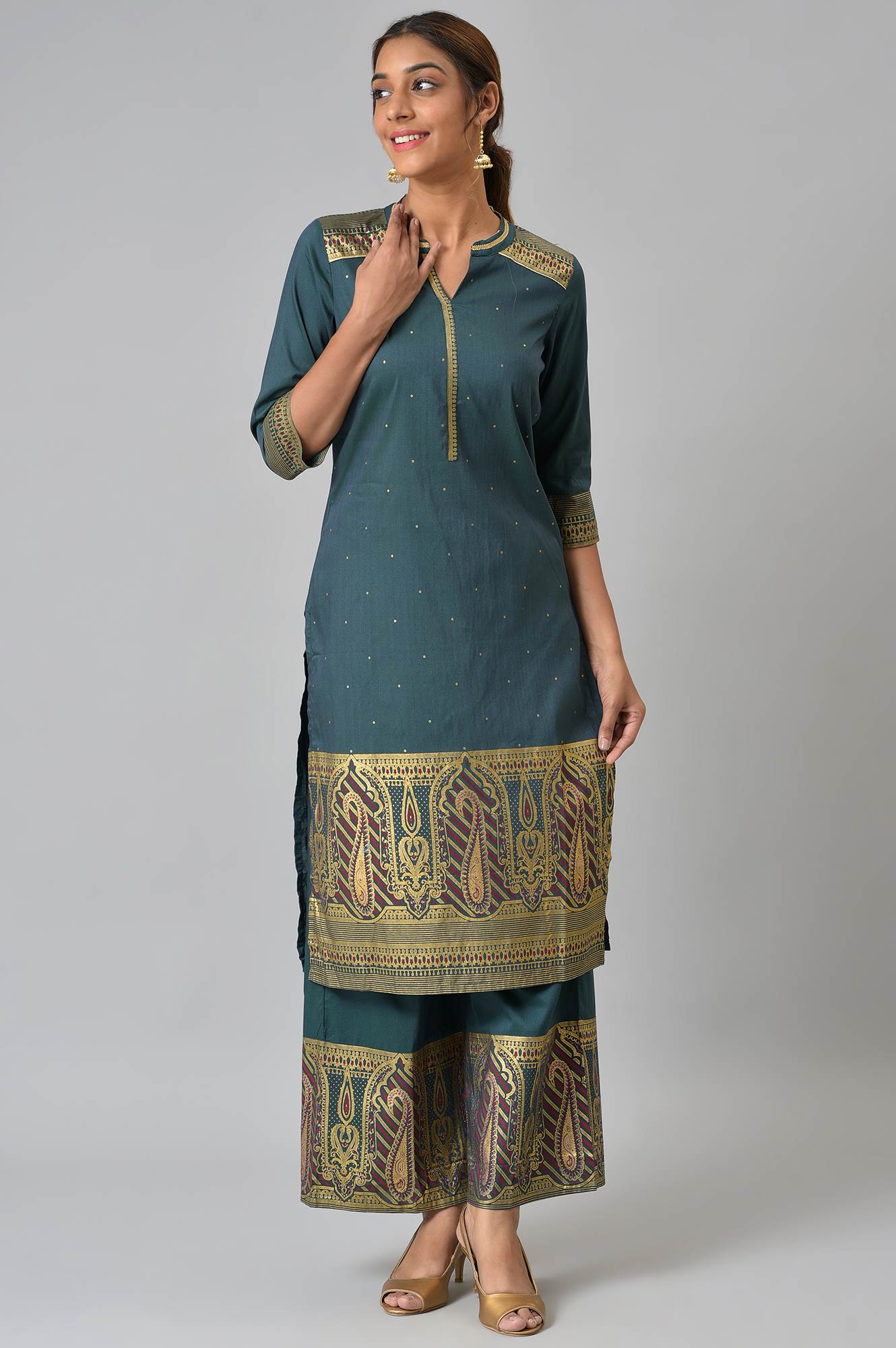 Green kurta and Palazzo Set