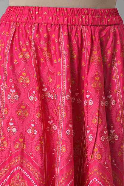 Yellow Hand Work kurta, Pink Skirt And Dupatta Set