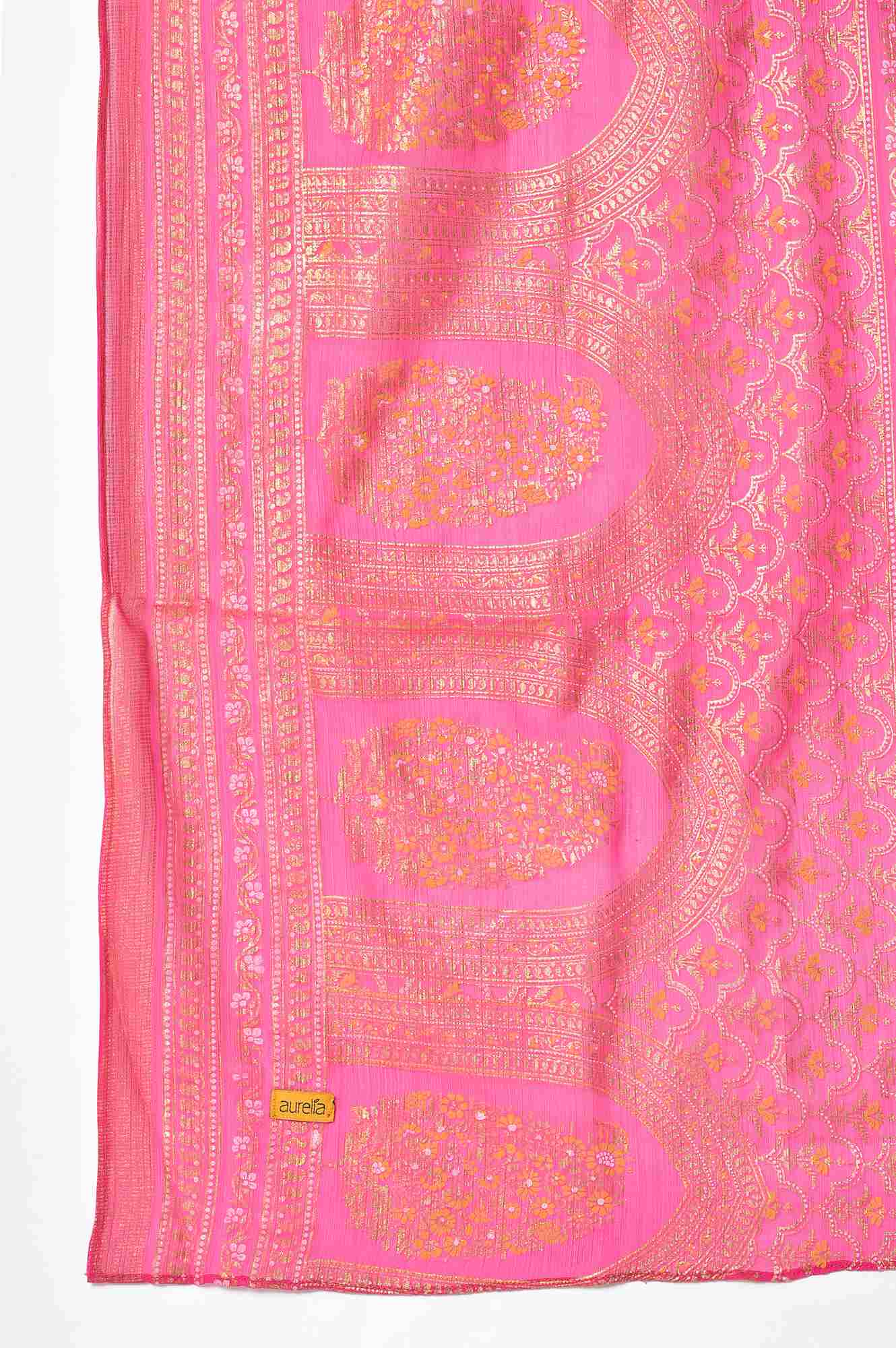 Yellow Hand Work kurta, Pink Skirt And Dupatta Set