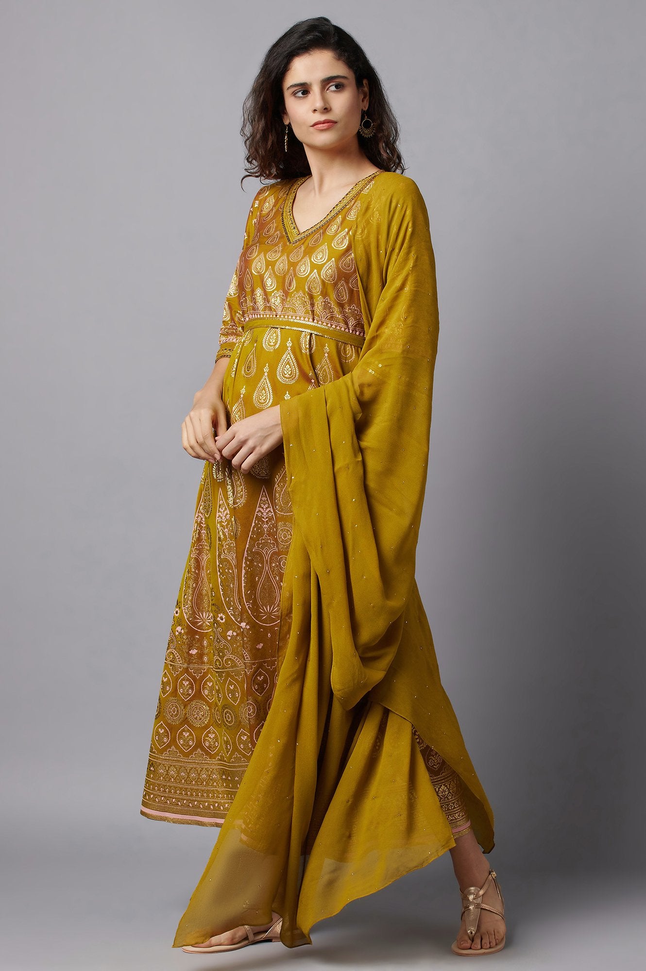 Buy Green Dress and Dupatta Set Online for Woman
