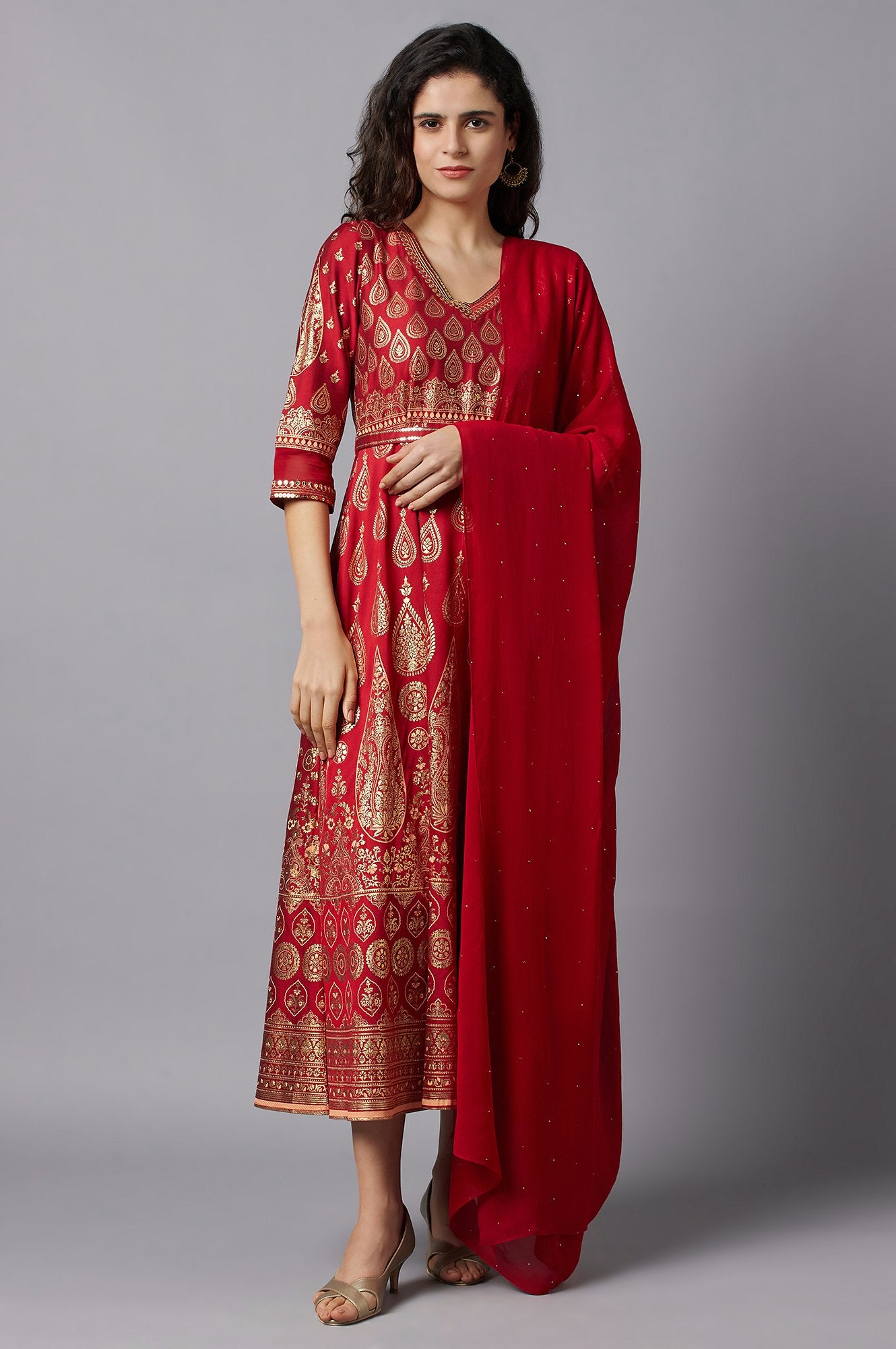 Red Dress and Dupatta Set