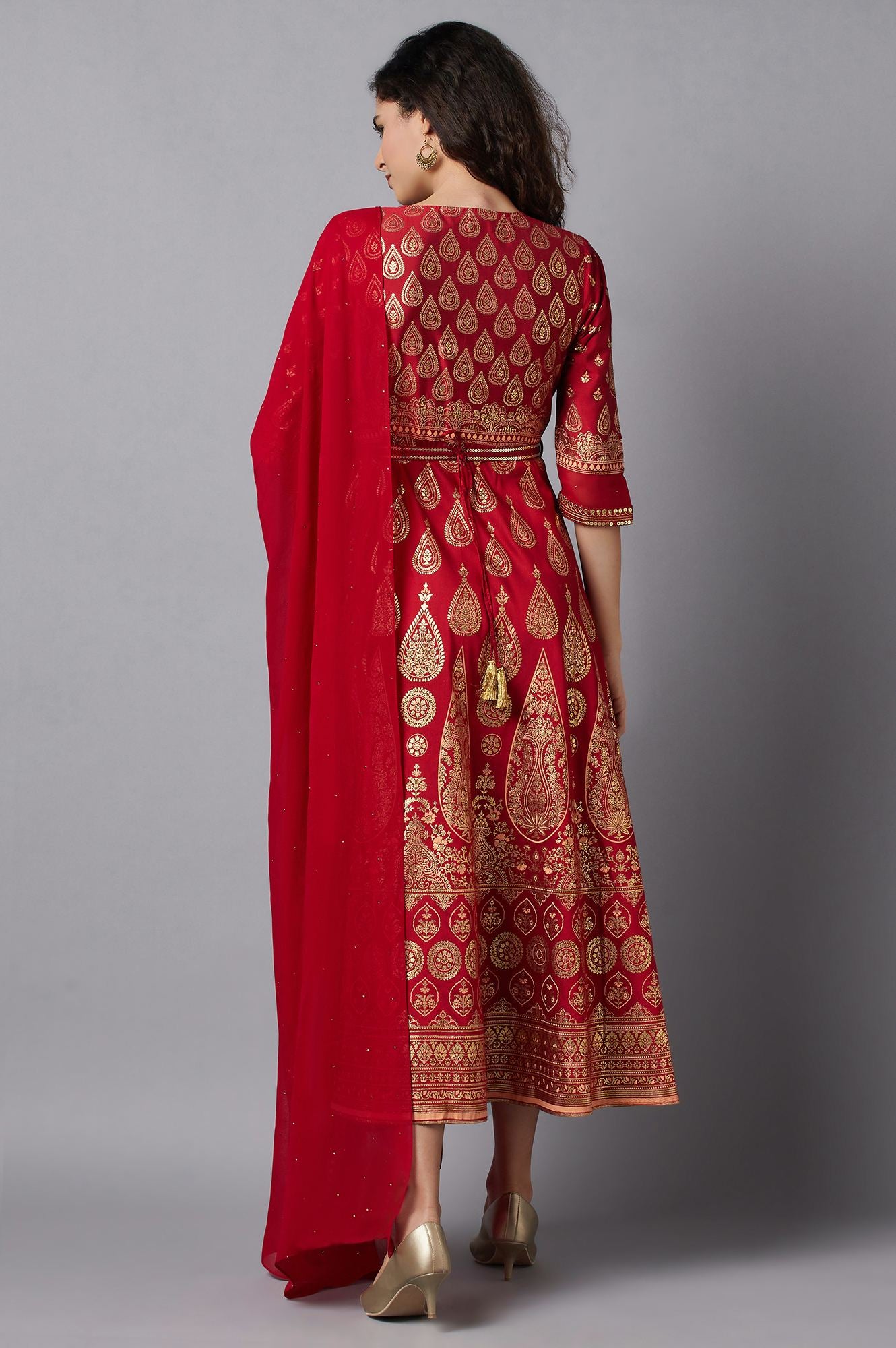 Red Dress and Dupatta Set