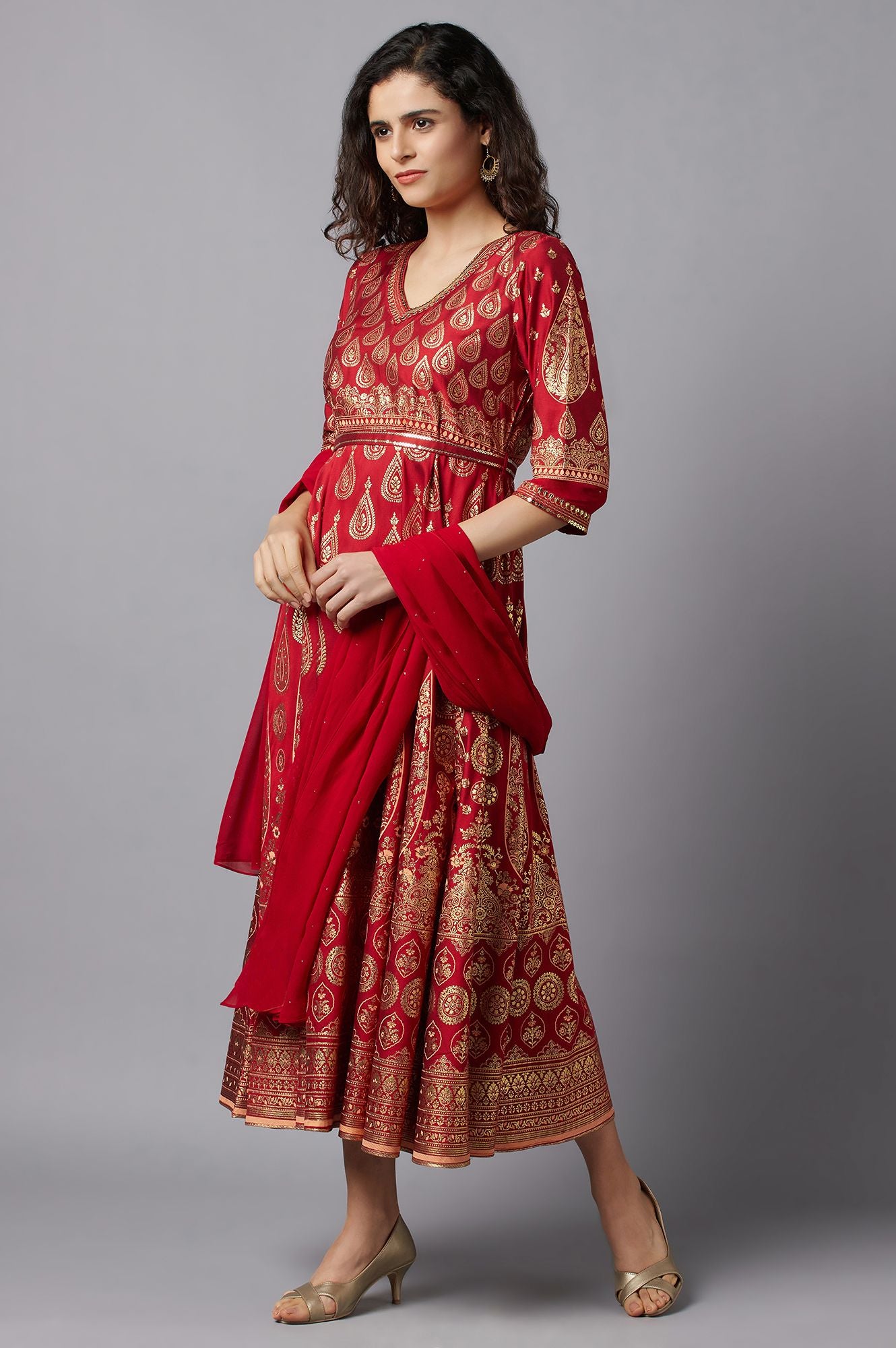 Red Dress and Dupatta Set