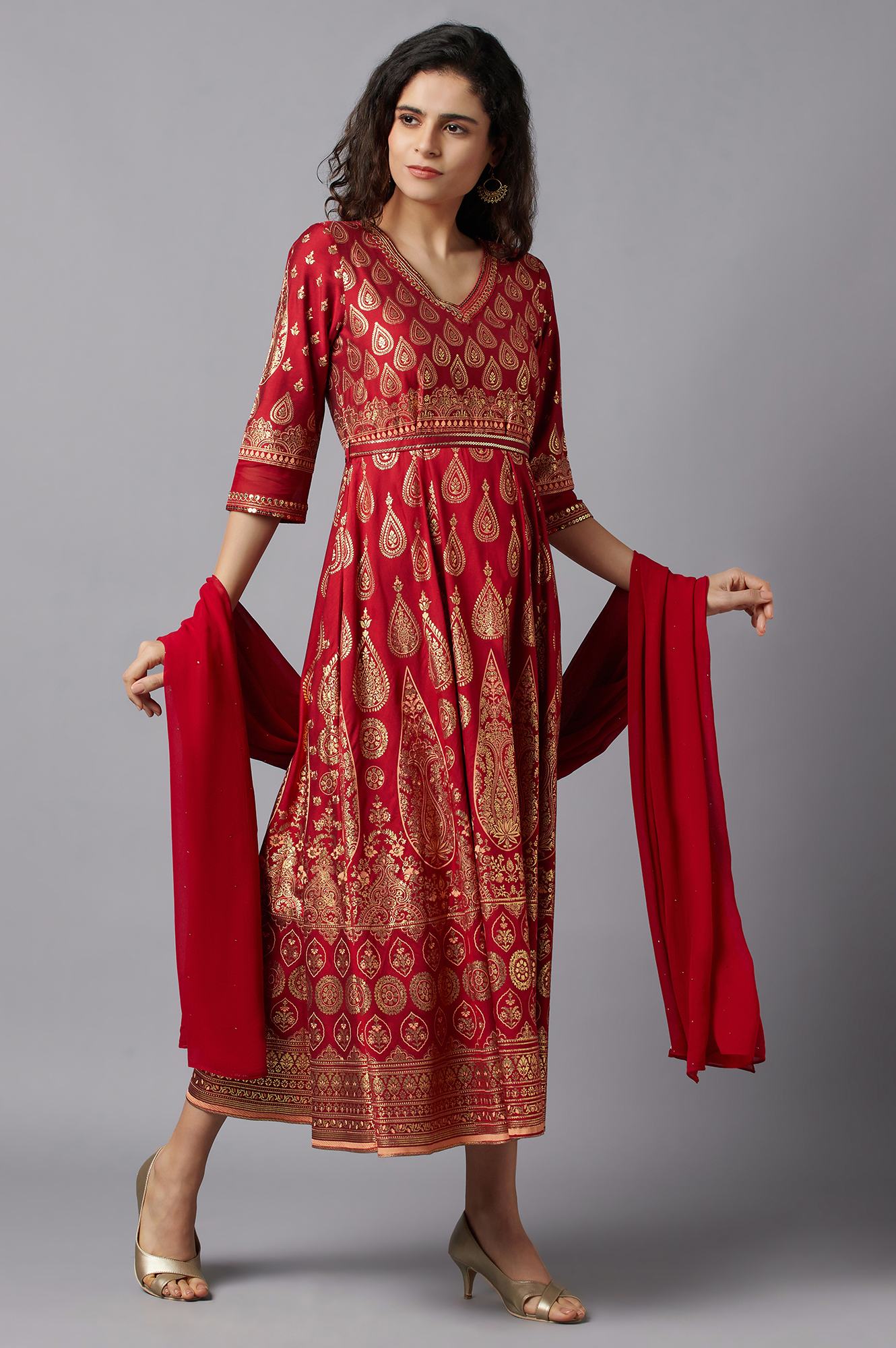 Red Dress and Dupatta Set