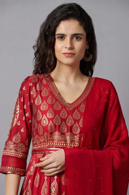 Red Dress and Dupatta Set