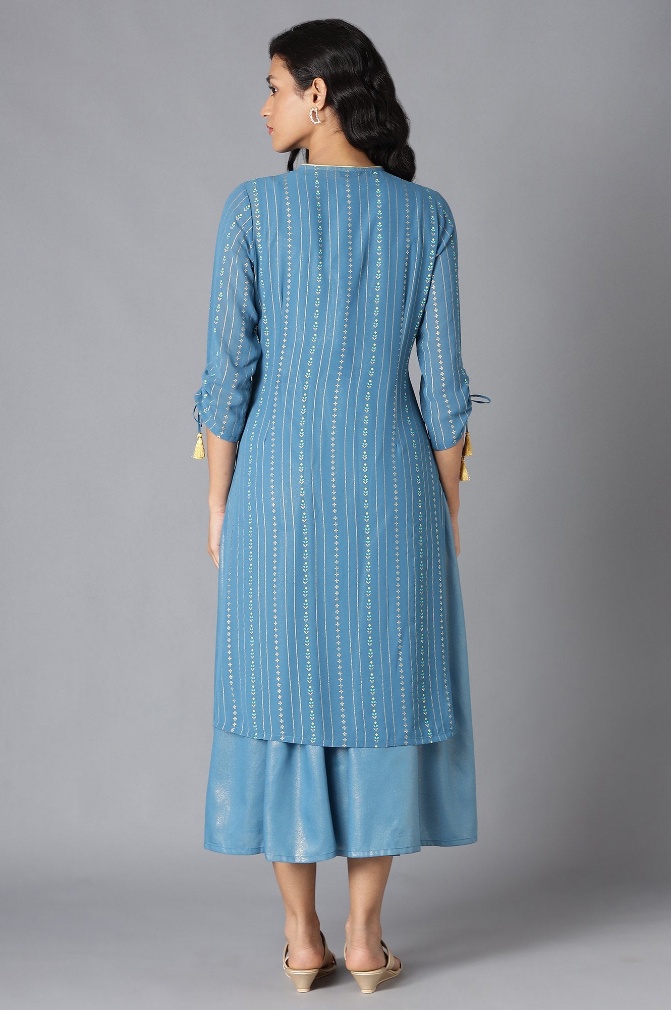 Blue Gilet With Kurta Set