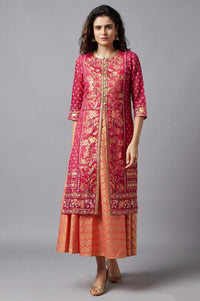 Pink Ethnic Gillet and kurta Set