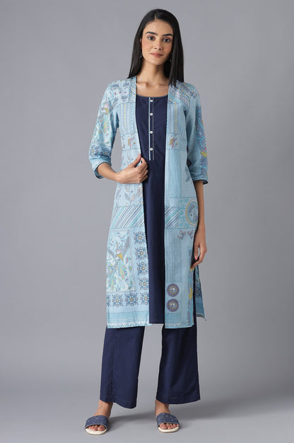 Blue kurta and Navy Palazzo Set