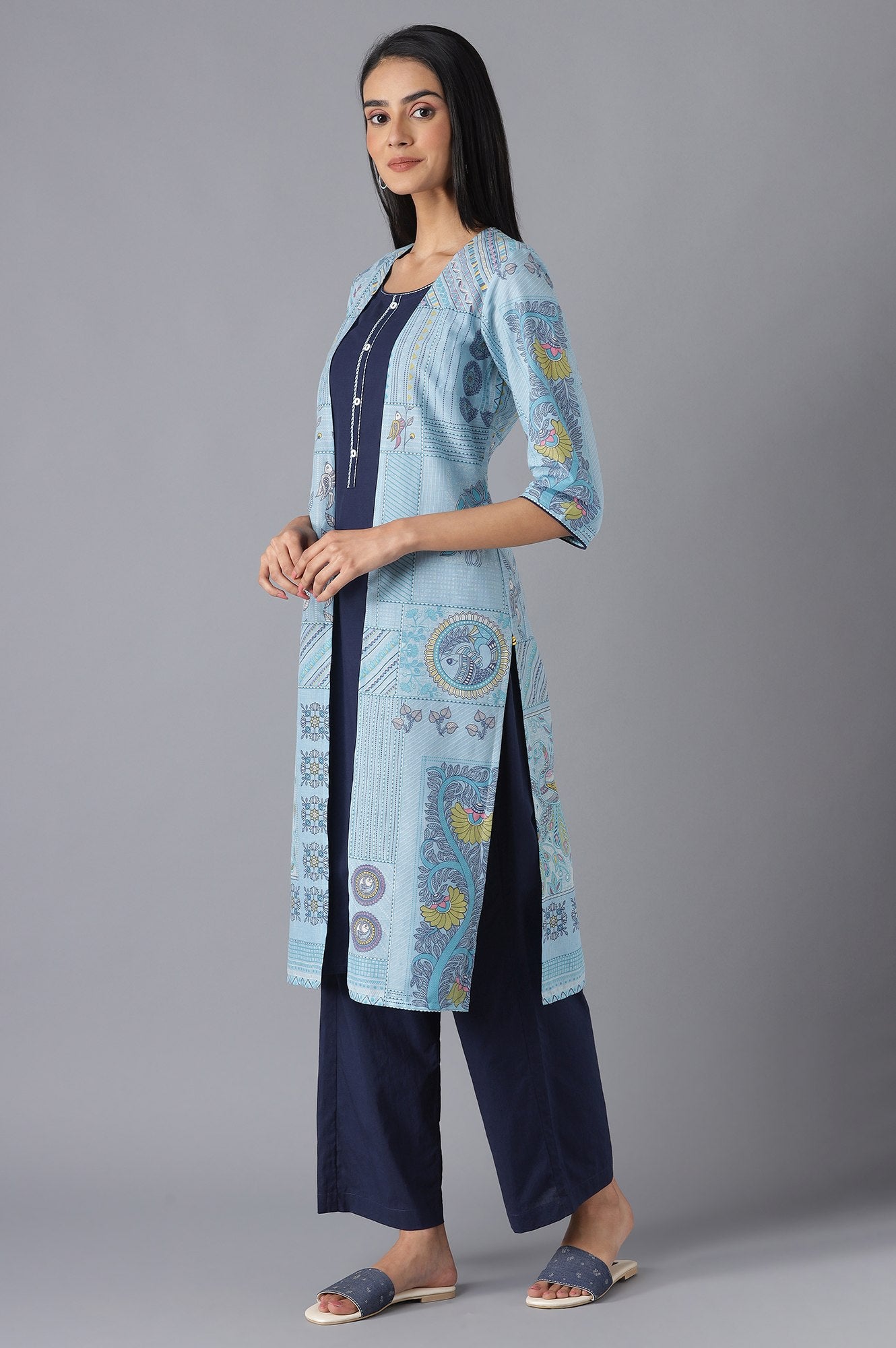 Blue kurta and Navy Palazzo Set