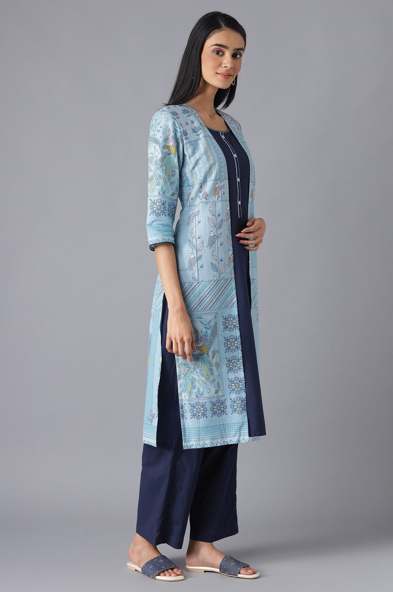 Blue kurta and Navy Palazzo Set