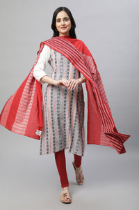 White Printed Kurta, Tights &amp; Dup