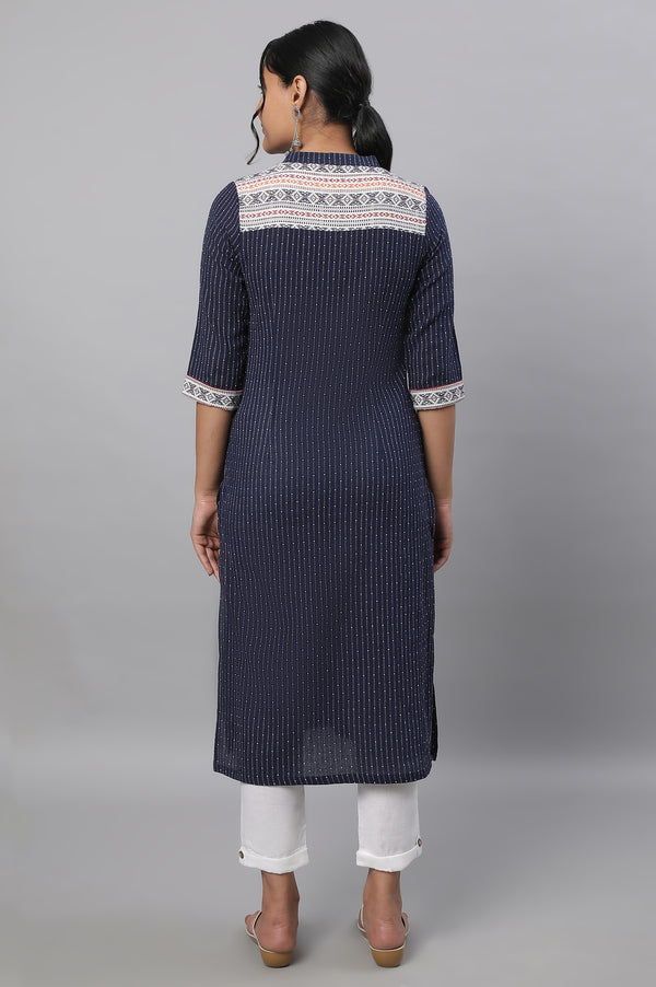 Blue Printed Cotton kurta & Trousers Set