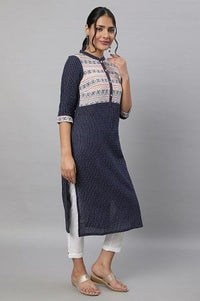 Blue Printed Cotton kurta &amp; Trousers Set