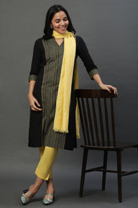 Black Printed Kurta, Trouser and Dupatta Set