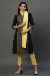 Black Printed Kurta, Trouser and Dupatta Set